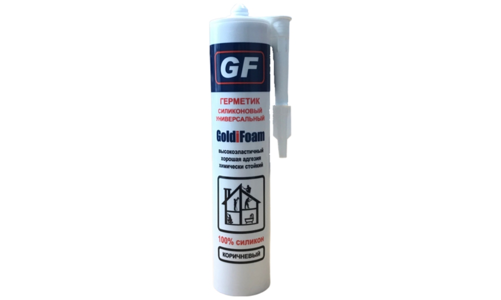 Герметик силикон универсальный GoldiFoam, коричневый